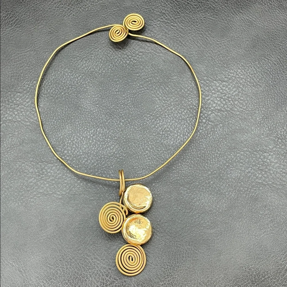 Gold Spiral Pendant Necklace and Earring Set - Picture 9 of 11